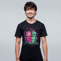 CAMISETA PRETA - GATINHOS NO SOFÁ