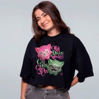 CROPPED OVERSIZED PRETO - GATINHOS CHICLOS