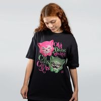 CAMISETA OVERSIZED PRETA - GATINHOS CHICLOS