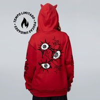 MOLETOM COM CHIFRE VERMELHO E PESPONTO PRETO - QUEBRADO
