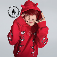 MOLETOM COM CHIFRE VERMELHO E PESPONTO PRETO - QUEBRADO