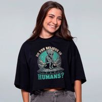 CROPPED OVERSIZED PRETO - DO YOU BELIEVE IN HUMANS