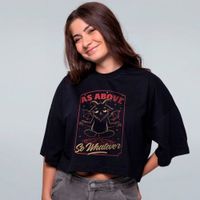 CROPPED OVERSIZED PRETO - BAPHOMET FUNNY