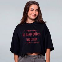 CROPPED OVERSIZED PRETO - IN BAD VIBES WE TRUST