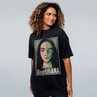 CAMISETA OVERSIZED PRETA - REPTILIANA