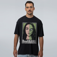 CAMISETA OVERSIZED PRETA - REPTILIANA