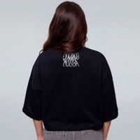 CROPPED OVERSIZED PRETO - OUÇANDO MÚSICA