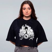 CROPPED OVERSIZED PRETO - OUÇANDO MÚSICA