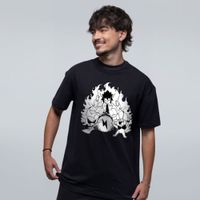 CAMISETA OVERSIZED PRETA - OUÇANDO MÚSICA