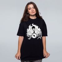 CAMISETA OVERSIZED PRETA - OUÇANDO MÚSICA