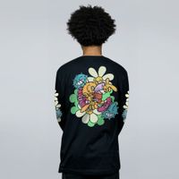 MANGA LONGA PRETA - FLORES E MAMONAS