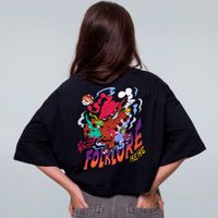 CROPPED OVERSIZED PRETO - FOLKLORE HEHE