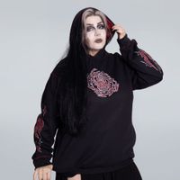 MOLETOM PRETO COM PESPONTO E FORRO VERMELHO - CAT CIRCUS