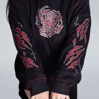 MOLETOM PRETO COM PESPONTO E FORRO VERMELHO - CAT CIRCUS
