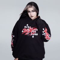 MOLETOM PRETO COM FORRO VERMELHO E RASGO NAS COSTAS - DARK CIRCUS