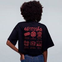 CROPPED OVERSIZED PRETO - ONE WISH WEELLOW