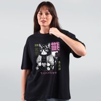 CAMISETA OVERSIZED PRETO - GATO GORDO REBELDE