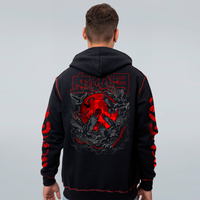 MOLETOM PRETO COM PESPONTO E FORRO VERMELHO - KARASU BLOOD MOON