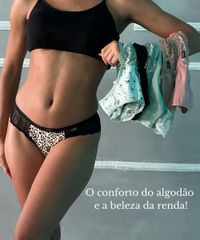 Foto do produto MB67 - Tanga de Malha cottom lateral de renda
