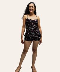 Foto do produto  Shortdoll Feminino Liganete Estampa Corações – Baby Doll Confortável com Sustentação no Busto