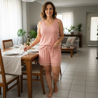 Foto do produto  Shortdool Susan malha canelada camiseta  Rosa Romance 