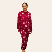 Foto do produto Pijama Longo Aurora – Manga Longa Estampado Feminino -  Vermelho