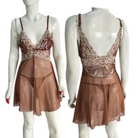 Foto do produto Camisola Capuccino em Tule e Renda Bicolor com Calcinha Fio