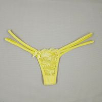 Foto do produto Calcinha Fio Dental  em Renda Tiras Duplas - AMARELO