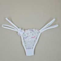 Foto do produto Calcinha Fio Dental em Renda com Tiras Duplas - Branco