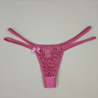 Foto do produto Calcinha Fio Dental em Renda com Tiras Duplas - Rosa Sandia 