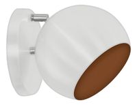 Foto do produto ARANDELA ARTICULADA RETRO BOLA PEQUENA BRANCO/COBRE