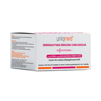 Foto do produto SERINGA de Insulina 0,3ml Blister C/1un. Caixa C/ 100Un. UNIQMED - Ag 6x25mm