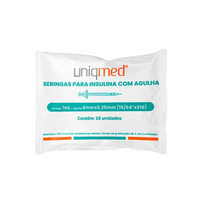 Foto do produto SERINGA de Insulina 1ml C/10un UNIQMED - Ag 6x25mm