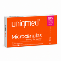 Foto do produto Microcânulas 18G x 70mm C/ Agulha Auxiliar 21G Cx C/ 12Un. Uniqmed