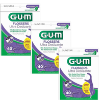Foto do produto Kit fio Dental Gum FLOSSER ULTRA DESLIZANTE 3 pts com 40 unid cada 887
