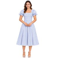 Foto do produto VESTIDO MIDE LISTRA TEC LINHO99017
