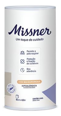 Foto do produto Fita Microporosa Bege 10cm X 4,5m - Missner (2 Unid)