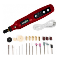 Foto do produto Mini Caneta Retifica Vermelha Sem Fio Usb (24 Peças)