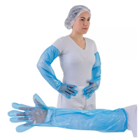 Foto do produto Luva Plástica Longa 70cm C/3 Elásticos Azul C.A:44768 (100 Unidades) - Prevemax