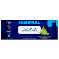 Foto do produto TOALHA UMEDECIDA P/CORPO 25CM X 20CM (40UN) - HIGIFRAL