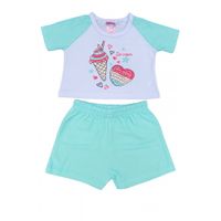 Foto do produto Conjunto Infantil Menina 2 Peças Cropped Em Meia Malha E Short Moletinho Tamanhos 1,2,3 Anos