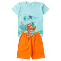 Foto do produto Conjunto Infantil Menino 2 Peças Camiseta  Em meia Malha E Bermuda Moletinho. Estilo & Conforto Tamanhos 1, 2, 3