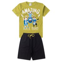 Foto do produto Conjunto Infantil Menino 2 Peças Camiseta Em Meia Malha E Bermuda Moletinho Tamanhos 4, 6, 8