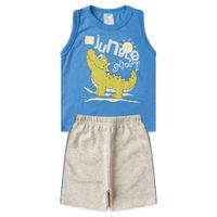 Foto do produto Conjunto Infantil Menino 2 Peças Regata Em Meia Malha E Bermuda Moletinho Tamanhos P, M, G