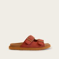 Foto do produto Sandália Slide Fivela Suede Marsala