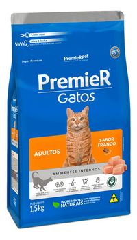 Foto do produto Ração Premier Ambientes Internos Gatos Adultos Frango 1,5kg
