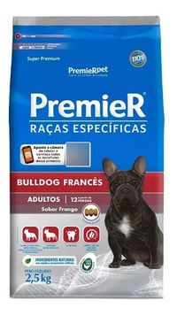 Foto do produto Ração Premier Cães Adulto Raça Bulldog Francês Frango 2,5kg