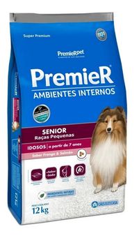 Foto do produto Ração Seco Premier Ambientes Internos Cão Senior Pequena Frango Salmão 12kg