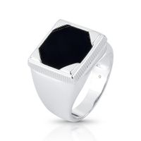 Foto do produto ANEL DE PRATA MASCULINO QUADRADO 16 MM COM 1 AGHATA PRETA CRAVEJADA 21696