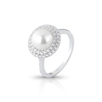 Foto do produto ANEL DE PRATA REDONDO COM PAVE PÉROLA SHELL DE 8.0 MM COM 47 ZIRCONES CRAVEJADOS 21723